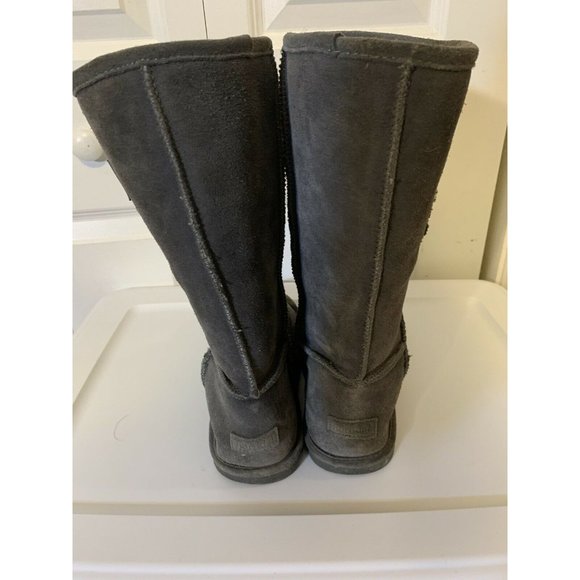 Bjorndal Zoe Mid Calf Boots Gray Leather Sheepskin Lined Pull On 8M - Picture 6 of 11